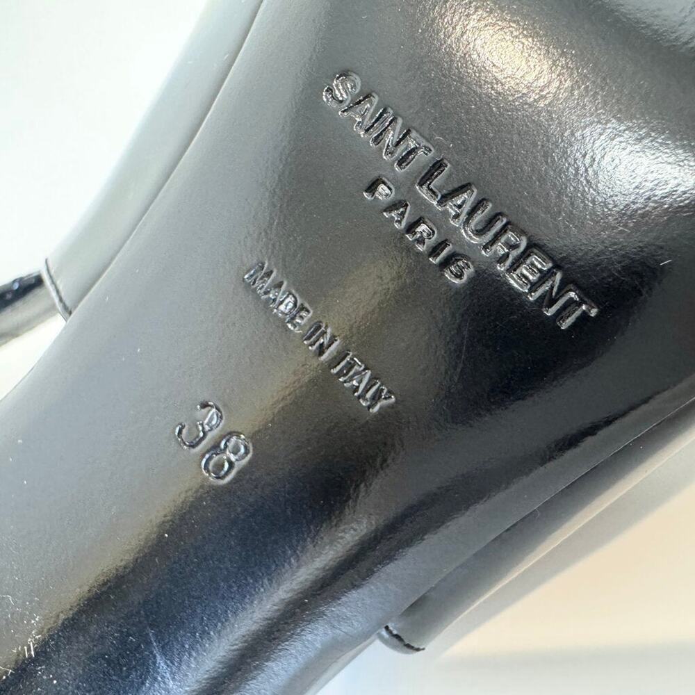 Saint Laurent Black Lee Slingback Pumps Gold Heel 38 NEW YSL Buckle Point Shoes - Picture 7 of 9